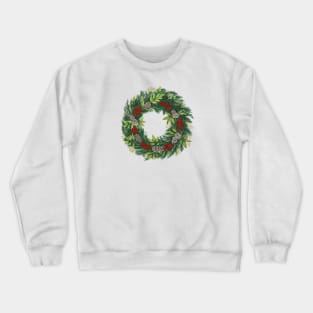 Holiday Wreath With Pine Cones and Berries Crewneck Sweatshirt